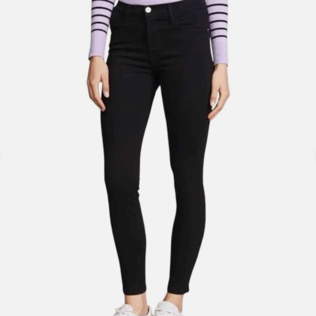Frame Le Skinny De Jeanne Crop Black Film Noir Denim Jeans Women's Size 26